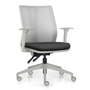 Imagem de Cadeira de Escritório Giratória Diretor Flow F02 Base Cinza Crepe Preto - Lyam Decor