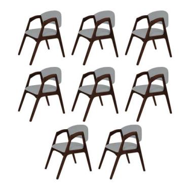 Imagem de Conjunto com 8 Cadeiras de Jantar Estofada Gabriela Castanho Linho Cin