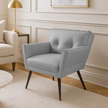 Imagem de Poltrona Anitta Corino Pés Palito de Ferro Grafite D03 - D'Rossi