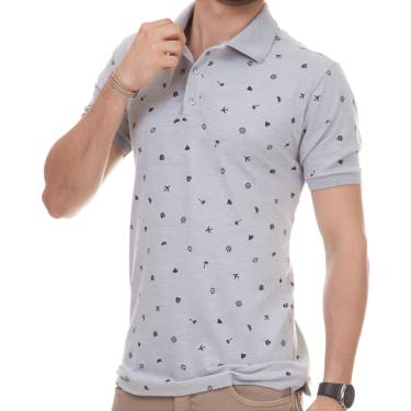 Imagem de Camisa Polo Pau a Pique estampada Cinza CINZA/MARINHO - M