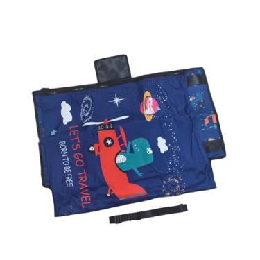 Imagem de ChuYiElegance Apoio para os pés de avião para crianças, capa para assento de avião, apoio para os pés dobrável, rede, cama infantil, itens essenciais para viagem, Azul