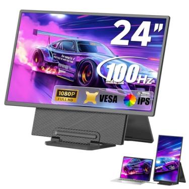 Imagem de siaviala Monitor portátil, extensor de tela de laptop de 60.5 cm 1080p FHD 100Hz, monitor de jogos grande IPS para laptop, desktop, MacBook, PS4/5 com suporte compatível com VESA