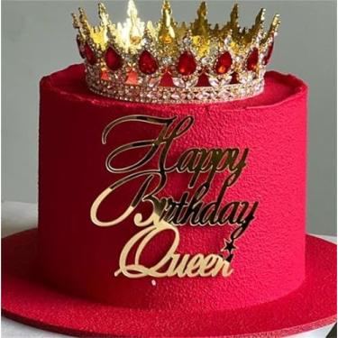 Imagem de LZGXZF Topo de bolo de acrílico Happy Birthday Queen Topper Princess Cake Topper Golden Girls Toppers decoração de bolo de aniversário para casamento aniversário noivado chá de panela decoração de
