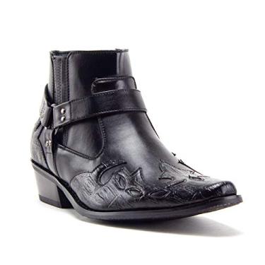 Imagem de Jazame Bota social masculina Western cano alto cowboy motociclista com bico fino, Preto-1, 41 BR