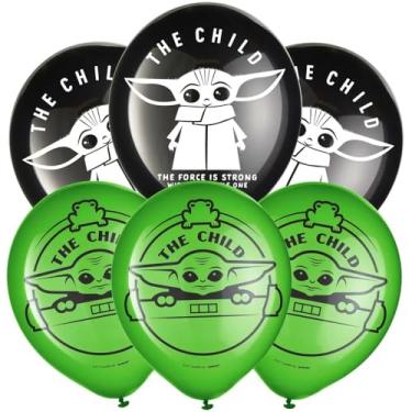Imagem de Balões de látex Star Wars "The Child" | Verde, Preto - 30,48 cm | Pacote com 6