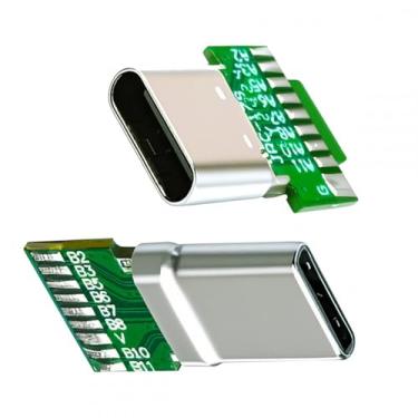 Imagem de CY Conector 2 pçs/lote OEM DIY USB-C USB 3.1 Tipo-C macho e fêmea conector soquete tipo solda com PCB