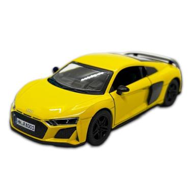 Imagem de Carrinho De Ferro Miniatura Audi Rs Coupe 2020 Kinsmart 1/38, 12,5 de comprimento, em metal, Miniatura de carro colecionável, abertura de portas laterais, rodinhas em borracha com fricção (Amarelo)