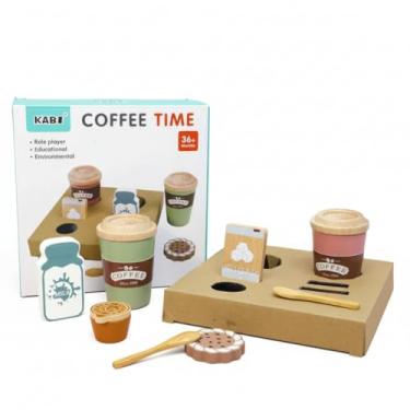 Imagem de KABS Conjunto de Brinquedos de Café em Madeira, Jogo Educativo com Xícaras, Base, Colheres e Acessórios, para Crianças Acima de 3 Anos, 18.7x18.7x8.8cm