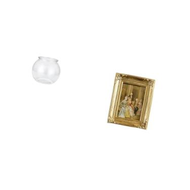 Imagem de Fenteer Vaso de Aquário Redondo Transparente com Moldura de Resina para Fotos, Suporte para Cartões, para Mesa, Escritório, Decoração de Casa E Enfeite de Pla