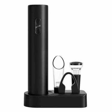 Imagem de Abridor de Vinho Elétrico AUTOMÁTICO 4 em 1 Kit Premium com Aerador Cortador e Rolha a Vácuo (Pilhas AA)
