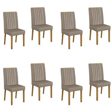Imagem de Kit 8 Cadeiras para Sala de Jantar Pés em Madeira Maciça Mari - Valdem