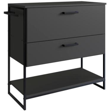 Imagem de Gabinete Banheiro Industrial 80 Cm 1028 Grafite Aço Preto Pp - PLACA &