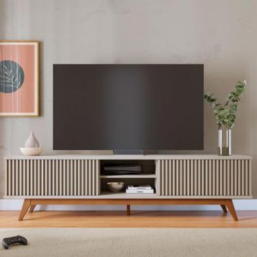 Imagem de Rack para TV 75 Polegadas Fortaleza 4 Portas 1 Prateleira Ripado Off W