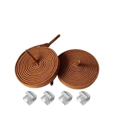 Imagem de Cadarços elásticos para tênis - Cordas de sapato elásticas planas de 8 mm, sem amarrar, cadarços para adultos, Marrom, 100cm