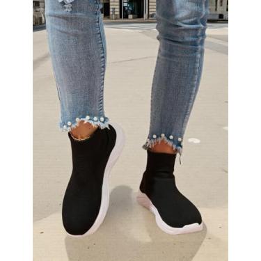 Imagem de Tênis feminino da moda, tênis de corrida, atlético, academia, treino, antiderrapante, atlético, Preto, branco, 42