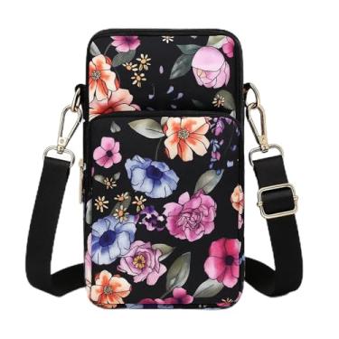 Imagem de Bolsa transversal para celular feminina, bolsa de ombro pequena com vários bolsos, mini carteira para celular, bolsa de compras, Floral-h, Moderno