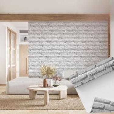 Imagem de Papel de Parede Adesivo Lavavel, Premium Adesivo de Parede, Tijolinho Branco 3d Sala/Quarto papel de parede,papel de parede para quarto(2 ROLOS = 10 METROS)
