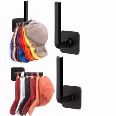 Imagem de 2 ganchos de armazenamento para chapéus sem perfuração: pendurar chaves, chapéus, toalhas (autoadesivo para artigos diversos e ferramentas de cabelo)