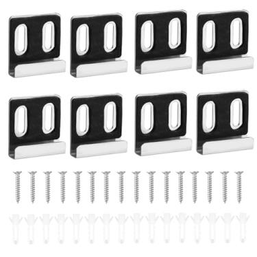 Imagem de 8 peças de clipes de espelho de metal, ganchos de espelho de canal amplo para ferragens de montagem de espelho sem moldura, ganchos pesados, suportes de pendurar com parafusos para montagem na parede