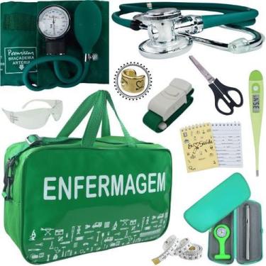 Imagem de Kit Bolsa Cores Aparelho Pressao Esfigmomanometro Enfermagem Premium, 