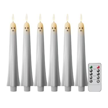 Imagem de XLWLLNJ Velas Cônicas de PVC LED Sem com Temporizador E Controle Remoto, Decorativas, Ideais para Festas, Casamentos E Residências, 6 Peças, Tamanho real