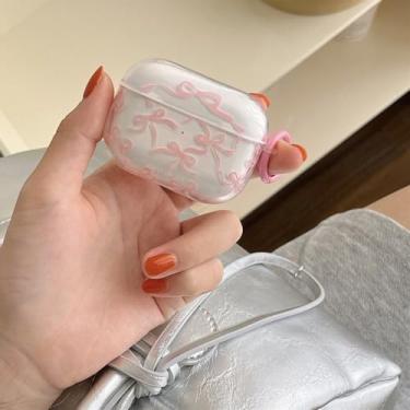Imagem de Capa compatível com AirPods Pro, macia, com estampa de laço fofo, design moderno, laço, estética, à prova de choque, capa para fone de ouvido para AirPods Pro, transparente