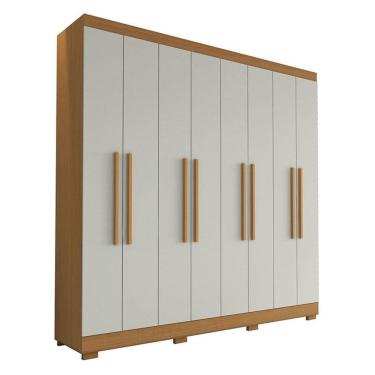 Imagem de Guarda Roupa Casal Porto 8 Portas 4 Gavetas Freijó Baunilha - Aramóveis