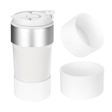 Imagem de Bota de silicone para garrafa de água 680 g, 2 peças de mangas protetoras antiderrapantes para garrafas de água, capa inferior para acessórios de garrafas de água, branca