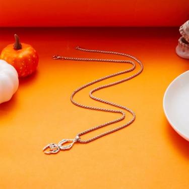 Imagem de Colar com pingente de caveira de esqueleto gótico, joia punk de Halloween para mulheres e homens, unissex, 24inch, Liga de aço, Sem Pedra Preciosa