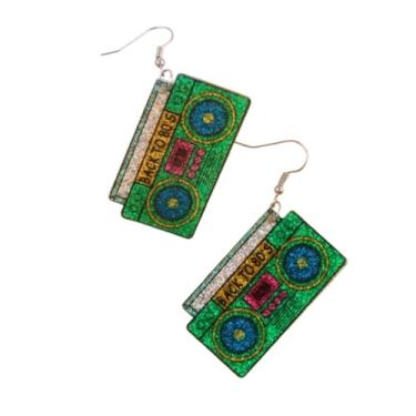 Imagem de Brincos de fita cassete retrô anos 80 anos 90 brincos de acrílico neon roupas vintage brinco de Halloween, Acrílico, Sem pedra preciosa