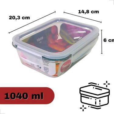 Imagem de Pote De Vidro Retangular Hermetico 1040Ml