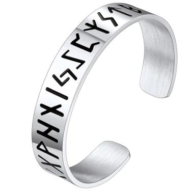 Imagem de FaithHeart Pulseira Viking para homens e mulheres, aço inoxidável runa/martelo de Thor, lobo/nó celta personalizado personalizável, Aço inoxidável, Sem pedras preciosas