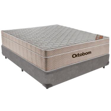 Imagem de Cama Box Cinza E Colchão Airtech Springpocket Molas Ensacadas Viúvo Ortobom