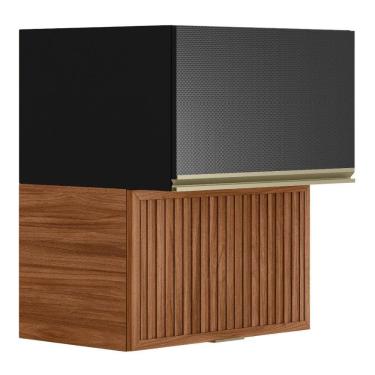 Imagem de Armario Aereo Basculante Ripado 2p 60 Cm Mdf Proenca Nogueira Carbono Prime Demartez Nogueira Carbono Prime