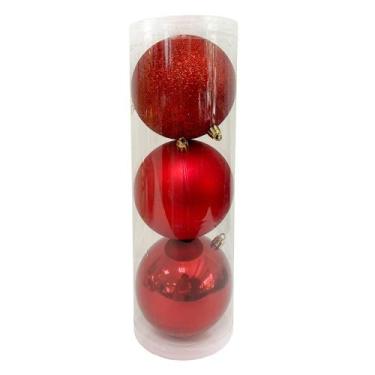 Imagem de Tubo Bola Natal 3 Peças Vermelha Cv244422 Cazza - Casa & Video