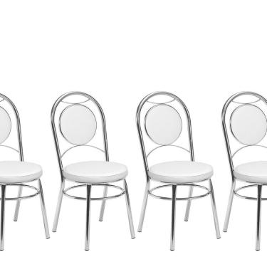 Imagem de Conjunto 4 Cadeiras Para Cozinha Debrum Cromado-branco