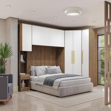 Imagem de Quarto Completo Kappesberg Adapt 7 Peças Nogueira/branco
