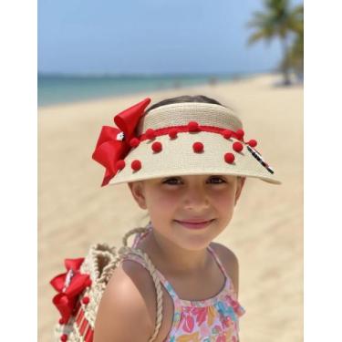 Imagem de Kit Viseira E Bolsa De Palha Infantil Moda Praia - Infantil - Ja Brasi