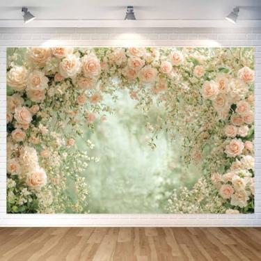 Imagem de Wathon Primavera jardim flor arco pano de fundo romântico floral decoração de festa banner natureza verde casamento aniversário chá de bebê foto fundo cabine estúdio vídeo adereços 19 x 1,5 m