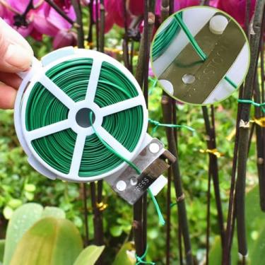 Imagem de Laços torcidos de 50 m, fio de jardim para plantas, reutilizado para armazenamento de cabos de dados e encadernação de plantas, corda de encadernação de fio de jardinagem com disjuntor de arame