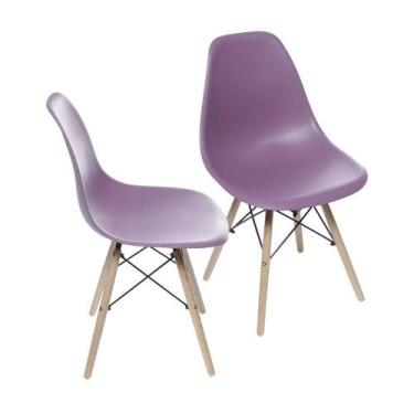 Imagem de Kit 2 Cadeiras Boxbit Dkr Eames Base Em Madeira Roxa