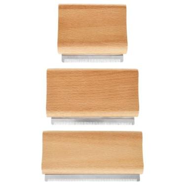 Imagem de Conjunto de 3 peças de pente de pulgas para animais de estimação, escova de queda de pelos de filhotes de cachorrinho de madeira, dentes de aço inoxidável enferrujados são muito para gatinhos pequenos