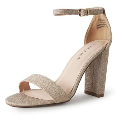 Imagem de J. Adams Sandália feminina com salto alto e tira no tornozelo Shirley, Glitter dourado fino, 41