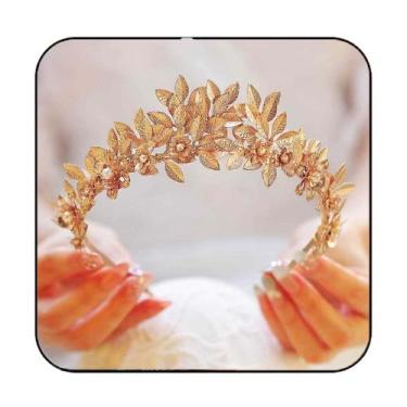 Imagem de Bandana Yean Gold Leaf Fairy Flower Crown Bridal Women