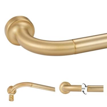 Imagem de Varão de cortina Lwiiom Warm Gold Disc 70-120 cm com acabamentos em al