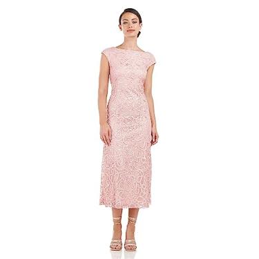 Imagem de JS Collections Vestido feminino Kiara evasê com comprimento de chá, rosa, 40