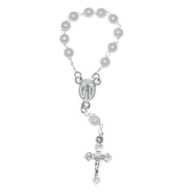 Imagem de MINI TERÇO - BRANCO COM PRATA