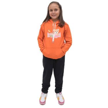 Imagem de Kit de Abrigo Com Capuz Bolso e Calça Moletom Infantil Casaco de Frio Estampado Confortavel