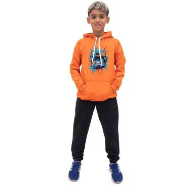 Imagem de Kit Conjunto de Moletom Canguru Com Capuz Ajustavel Menino Estampa Video Game Calça de Frio