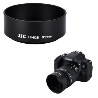 Imagem de JJC Para-sol de metal de alumínio padrão de 52 mm para lentes com rosca de filtro frontal de 52 mm para Nikon AF Nikkor 50 mm f/1.8D, Nikon AF Nikkor 50 mm f/1.4D, Canon EF-S 60 mm f/2.8 Macro USM